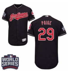 Men's Majestic Cleveland Indians #29 Satchel Paige Navy Blue 2016 World Series Bound Flexbase Authentic Collection MLB Jersey Men's Majestic Cleveland Indians #29 Satchel Paige Navy Blue 2016 World Series Bound Flexbase Authentic Collection MLB Jersey