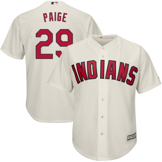 Men's Majestic Cleveland Indians #29 Satchel Paige Replica Cream Alternate 2 Cool Base MLB Jersey Men's Majestic Cleveland Indians #29 Satchel Paige Replica Cream Alternate 2 Cool Base MLB Jersey