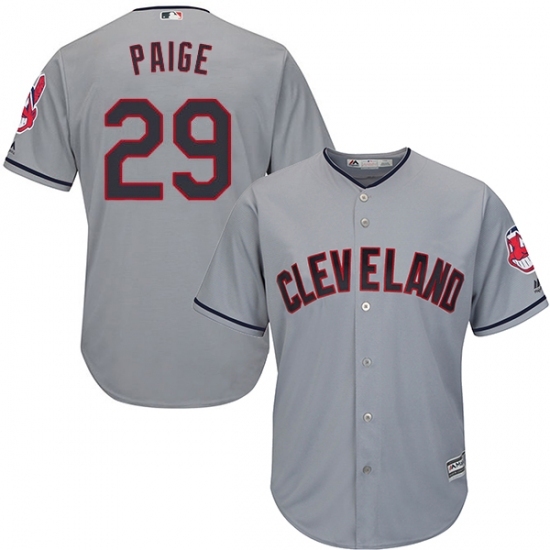 Men's Majestic Cleveland Indians #29 Satchel Paige Replica Grey Road Cool Base MLB Jersey Men's Majestic Cleveland Indians #29 Satchel Paige Replica Grey Road Cool Base MLB Jersey