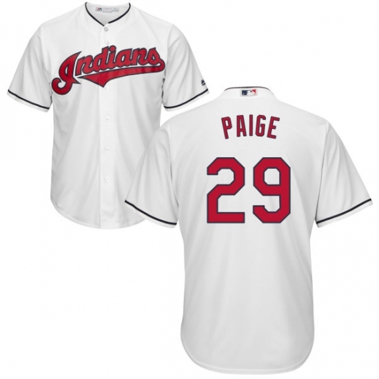 Men's Majestic Cleveland Indians #29 Satchel Paige Replica White Home Cool Base MLB Jersey Men's Majestic Cleveland Indians #29 Satchel Paige Replica White Home Cool Base MLB Jersey