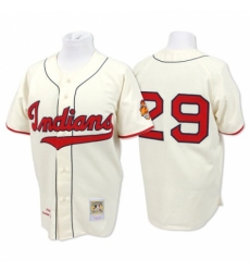 Men's Mitchell and Ness Cleveland Indians #29 Satchel Paige Replica Cream Throwback MLB Jersey