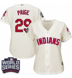 Women's Majestic Cleveland Indians #29 Satchel Paige Authentic Cream Alternate 2 2016 World Series Bound Cool Base MLB Jersey Women's Majestic Cleveland Indians #29 Satchel Paige Authentic Cream Alternate 2 2016 World Series Bound Cool Base MLB Jersey