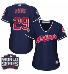 Women's Majestic Cleveland Indians #29 Satchel Paige Authentic Navy Blue Alternate 1 2016 World Series Bound Cool Base MLB Jersey Women's Majestic Cleveland Indians #29 Satchel Paige Authentic Navy Blue Alternate 1 2016 World Series Bound Cool Base MLB Jersey