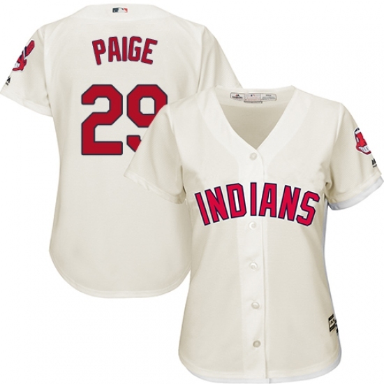 Women's Majestic Cleveland Indians #29 Satchel Paige Replica Cream Alternate 2 Cool Base MLB Jersey Women's Majestic Cleveland Indians #29 Satchel Paige Replica Cream Alternate 2 Cool Base MLB Jersey