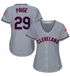 Women's Majestic Cleveland Indians #29 Satchel Paige Replica Grey Road Cool Base MLB Jersey