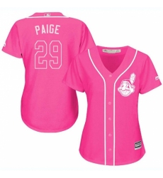 Women's Majestic Cleveland Indians #29 Satchel Paige Replica Pink Fashion Cool Base MLB Jersey Women's Majestic Cleveland Indians #29 Satchel Paige Replica Pink Fashion Cool Base MLB Jersey