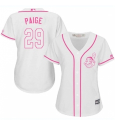 Women's Majestic Cleveland Indians #29 Satchel Paige Replica White Fashion Cool Base MLB Jersey
