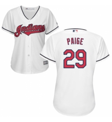 Women's Majestic Cleveland Indians #29 Satchel Paige Replica White Home Cool Base MLB Jersey