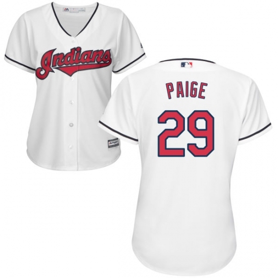 Women's Majestic Cleveland Indians #29 Satchel Paige Replica White Home Cool Base MLB Jersey Women's Majestic Cleveland Indians #29 Satchel Paige Replica White Home Cool Base MLB Jersey
