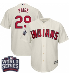 Youth Majestic Cleveland Indians #29 Satchel Paige Authentic Cream Alternate 2 2016 World Series Bound Cool Base MLB Jersey Youth Majestic Cleveland Indians #29 Satchel Paige Authentic Cream Alternate 2 2016 World Series Bound Cool Base MLB Jersey
