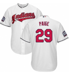 Youth Majestic Cleveland Indians #29 Satchel Paige Authentic White Home 2016 World Series Bound Cool Base MLB Jersey