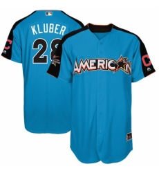 Men's Majestic Cleveland Indians #28 Corey Kluber Replica Blue American League 2017 MLB All-Star MLB Jersey