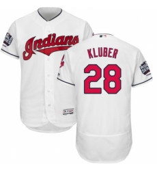 Men's Majestic Cleveland Indians #28 Corey Kluber White 2016 World Series Bound Flexbase Authentic Collection MLB Jersey