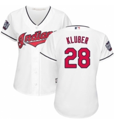 Women's Majestic Cleveland Indians #28 Corey Kluber Authentic White Home 2016 World Series Bound Cool Base MLB Jersey