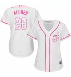 Women's Majestic Cleveland Indians #28 Corey Kluber Replica White Fashion Cool Base MLB Jersey