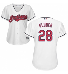 Women's Majestic Cleveland Indians #28 Corey Kluber Replica White Home Cool Base MLB Jersey