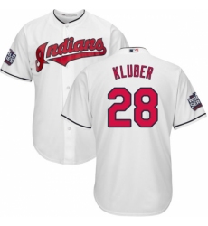 Youth Majestic Cleveland Indians #28 Corey Kluber Authentic White Home 2016 World Series Bound Cool Base MLB Jersey