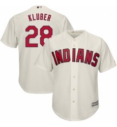 Youth Majestic Cleveland Indians #28 Corey Kluber Replica Cream Alternate 2 Cool Base MLB Jersey