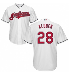 Youth Majestic Cleveland Indians #28 Corey Kluber Replica White Home Cool Base MLB Jersey