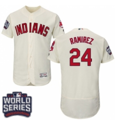 Men's Majestic Cleveland Indians #24 Manny Ramirez Cream 2016 World Series Bound Flexbase Authentic Collection MLB Jersey