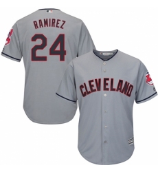 Men's Majestic Cleveland Indians #24 Manny Ramirez Replica Grey Road Cool Base MLB Jersey
