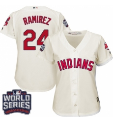 Women's Majestic Cleveland Indians #24 Manny Ramirez Authentic Cream Alternate 2 2016 World Series Bound Cool Base MLB Jersey