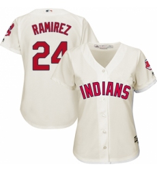 Women's Majestic Cleveland Indians #24 Manny Ramirez Replica Cream Alternate 2 Cool Base MLB Jersey