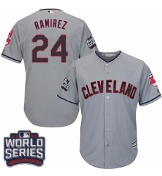 Youth Majestic Cleveland Indians #24 Manny Ramirez Authentic Grey Road 2016 World Series Bound Cool Base MLB Jersey