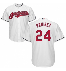 Youth Majestic Cleveland Indians #24 Manny Ramirez Replica White Home Cool Base MLB Jersey