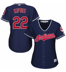 Women's Majestic Cleveland Indians #22 Jason Kipnis Replica Navy Blue Alternate 1 Cool Base MLB Jersey