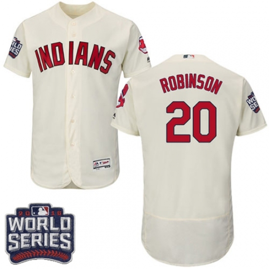 Men's Majestic Cleveland Indians #20 Eddie Robinson Cream 2016 World Series Bound Flexbase Authentic Collection MLB Jersey Men's Majestic Cleveland Indians #20 Eddie Robinson Cream 2016 World Series Bound Flexbase Authentic Collection MLB Jersey