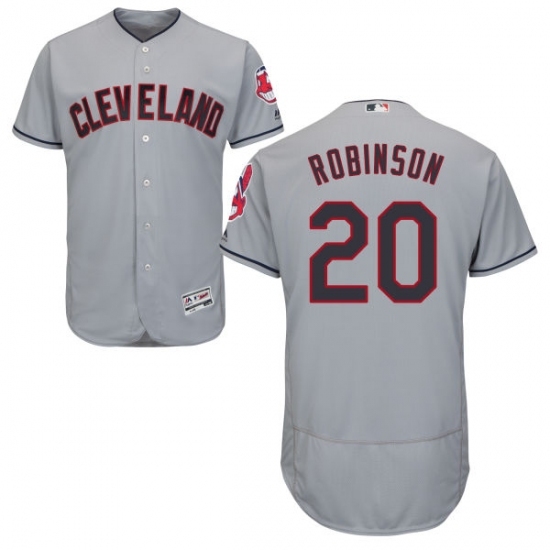 Men's Majestic Cleveland Indians #20 Eddie Robinson Grey Flexbase Authentic Collection MLB Jersey Men's Majestic Cleveland Indians #20 Eddie Robinson Grey Flexbase Authentic Collection MLB Jersey