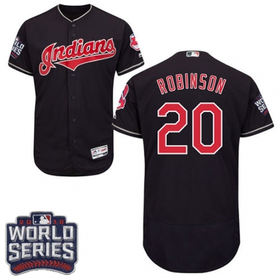 Men's Majestic Cleveland Indians #20 Eddie Robinson Navy Blue 2016 World Series Bound Flexbase Authentic Collection MLB Jersey Men's Majestic Cleveland Indians #20 Eddie Robinson Navy Blue 2016 World Series Bound Flexbase Authentic Collection MLB Jersey