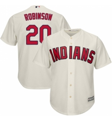 Men's Majestic Cleveland Indians #20 Eddie Robinson Replica Cream Alternate 2 Cool Base MLB Jersey