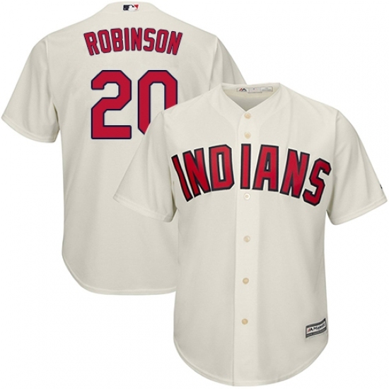 Men's Majestic Cleveland Indians #20 Eddie Robinson Replica Cream Alternate 2 Cool Base MLB Jersey Men's Majestic Cleveland Indians #20 Eddie Robinson Replica Cream Alternate 2 Cool Base MLB Jersey