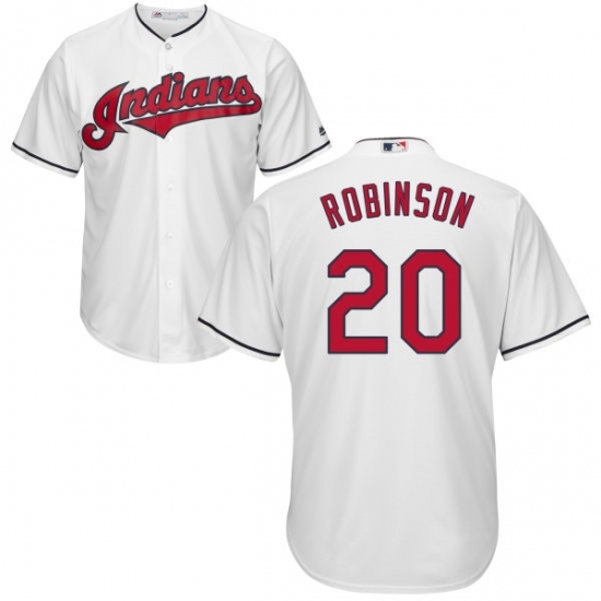 Men's Majestic Cleveland Indians #20 Eddie Robinson Replica White Home Cool Base MLB Jersey Men's Majestic Cleveland Indians #20 Eddie Robinson Replica White Home Cool Base MLB Jersey
