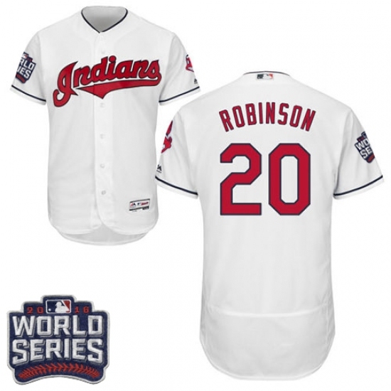 Men's Majestic Cleveland Indians #20 Eddie Robinson White 2016 World Series Bound Flexbase Authentic Collection MLB Jersey Men's Majestic Cleveland Indians #20 Eddie Robinson White 2016 World Series Bound Flexbase Authentic Collection MLB Jersey