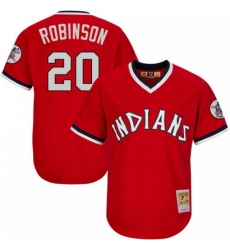 Men's Mitchell and Ness Cleveland Indians #20 Eddie Robinson Authentic Red Throwback MLB Jersey Men's Mitchell and Ness Cleveland Indians #20 Eddie Robinson Authentic Red Throwback MLB Jersey