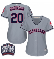 Women's Majestic Cleveland Indians #20 Eddie Robinson Authentic Grey Road 2016 World Series Bound Cool Base MLB Jersey Women's Majestic Cleveland Indians #20 Eddie Robinson Authentic Grey Road 2016 World Series Bound Cool Base MLB Jersey