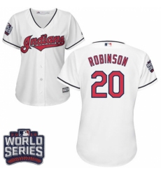 Women's Majestic Cleveland Indians #20 Eddie Robinson Authentic White Home 2016 World Series Bound Cool Base MLB Jersey Women's Majestic Cleveland Indians #20 Eddie Robinson Authentic White Home 2016 World Series Bound Cool Base MLB Jersey