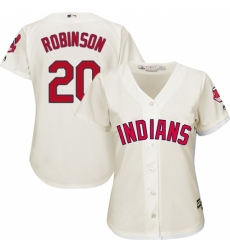 Women's Majestic Cleveland Indians #20 Eddie Robinson Replica Cream Alternate 2 Cool Base MLB Jersey Women's Majestic Cleveland Indians #20 Eddie Robinson Replica Cream Alternate 2 Cool Base MLB Jersey