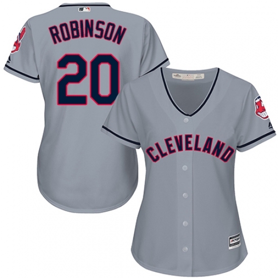 Women's Majestic Cleveland Indians #20 Eddie Robinson Replica Grey Road Cool Base MLB Jersey Women's Majestic Cleveland Indians #20 Eddie Robinson Replica Grey Road Cool Base MLB Jersey