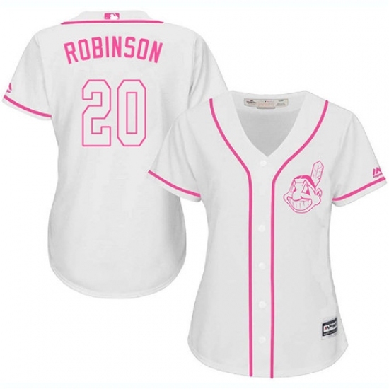 Women's Majestic Cleveland Indians #20 Eddie Robinson Replica White Fashion Cool Base MLB Jersey Women's Majestic Cleveland Indians #20 Eddie Robinson Replica White Fashion Cool Base MLB Jersey