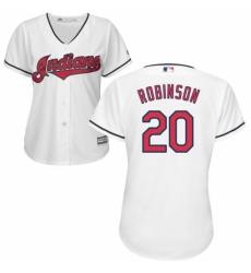 Women's Majestic Cleveland Indians #20 Eddie Robinson Replica White Home Cool Base MLB Jersey Women's Majestic Cleveland Indians #20 Eddie Robinson Replica White Home Cool Base MLB Jersey