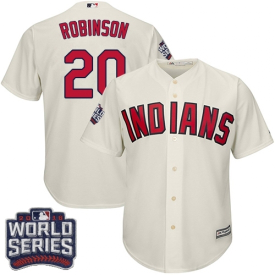 Youth Majestic Cleveland Indians #20 Eddie Robinson Authentic Cream Alternate 2 2016 World Series Bound Cool Base MLB Jersey Youth Majestic Cleveland Indians #20 Eddie Robinson Authentic Cream Alternate 2 2016 World Series Bound Cool Base MLB Jersey