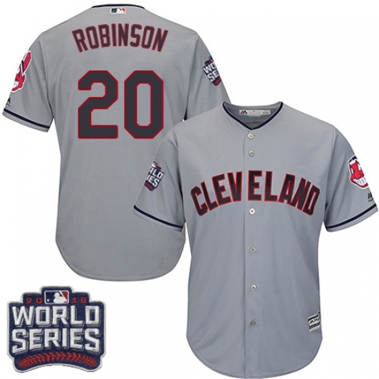 Youth Majestic Cleveland Indians #20 Eddie Robinson Authentic Grey Road 2016 World Series Bound Cool Base MLB Jersey Youth Majestic Cleveland Indians #20 Eddie Robinson Authentic Grey Road 2016 World Series Bound Cool Base MLB Jersey