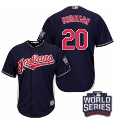 Youth Majestic Cleveland Indians #20 Eddie Robinson Authentic Navy Blue Alternate 1 2016 World Series Bound Cool Base MLB Jersey Youth Majestic Cleveland Indians #20 Eddie Robinson Authentic Navy Blue Alternate 1 2016 World Series Bound Cool Base MLB Jersey