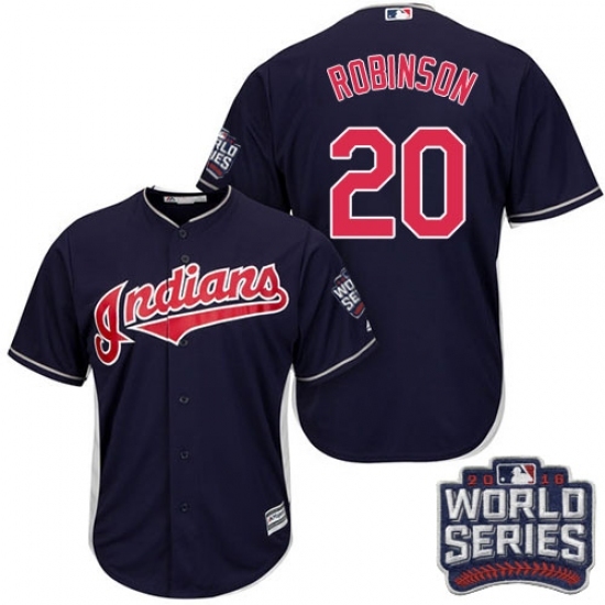 Youth Majestic Cleveland Indians #20 Eddie Robinson Authentic Navy Blue Alternate 1 2016 World Series Bound Cool Base MLB Jersey Youth Majestic Cleveland Indians #20 Eddie Robinson Authentic Navy Blue Alternate 1 2016 World Series Bound Cool Base MLB Jersey