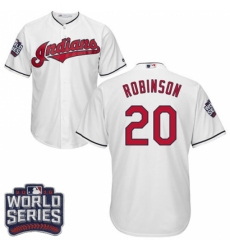 Youth Majestic Cleveland Indians #20 Eddie Robinson Authentic White Home 2016 World Series Bound Cool Base MLB Jersey Youth Majestic Cleveland Indians #20 Eddie Robinson Authentic White Home 2016 World Series Bound Cool Base MLB Jersey