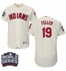Men's Majestic Cleveland Indians #19 Bob Feller Cream 2016 World Series Bound Flexbase Authentic Collection MLB Jersey
